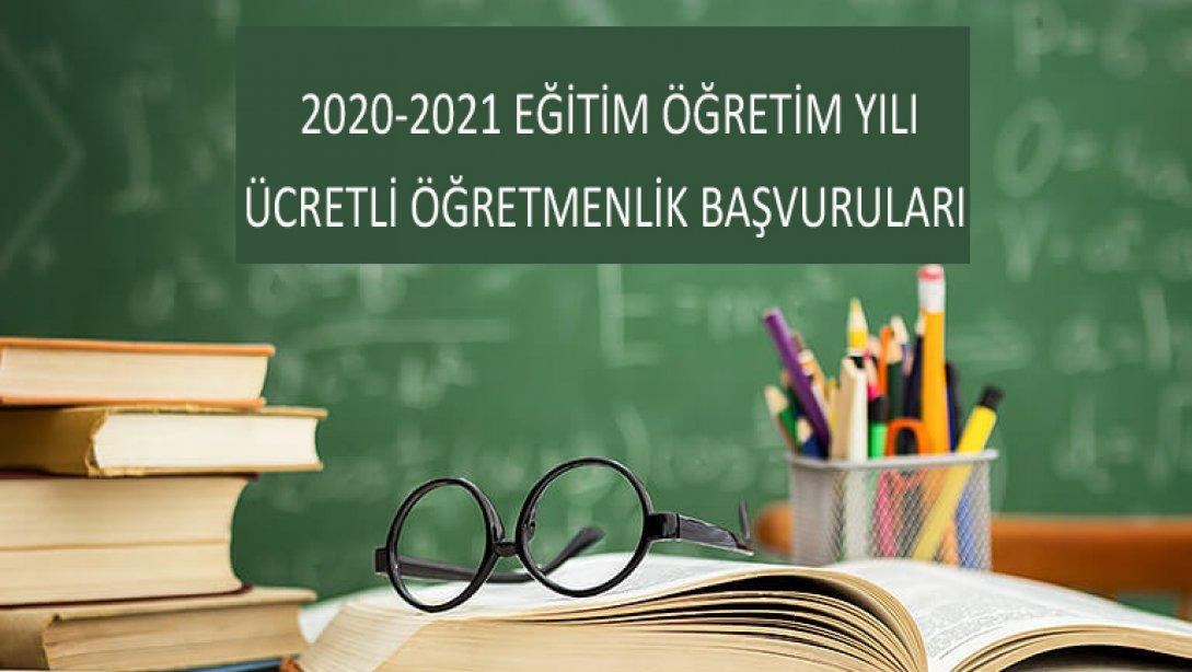 2020 -2021 Eğitim Öğretim Yılı Ücretli Öğretmenlik Başvuruları Başladı